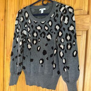 Nine West Animal Print Crew Neck Sweater